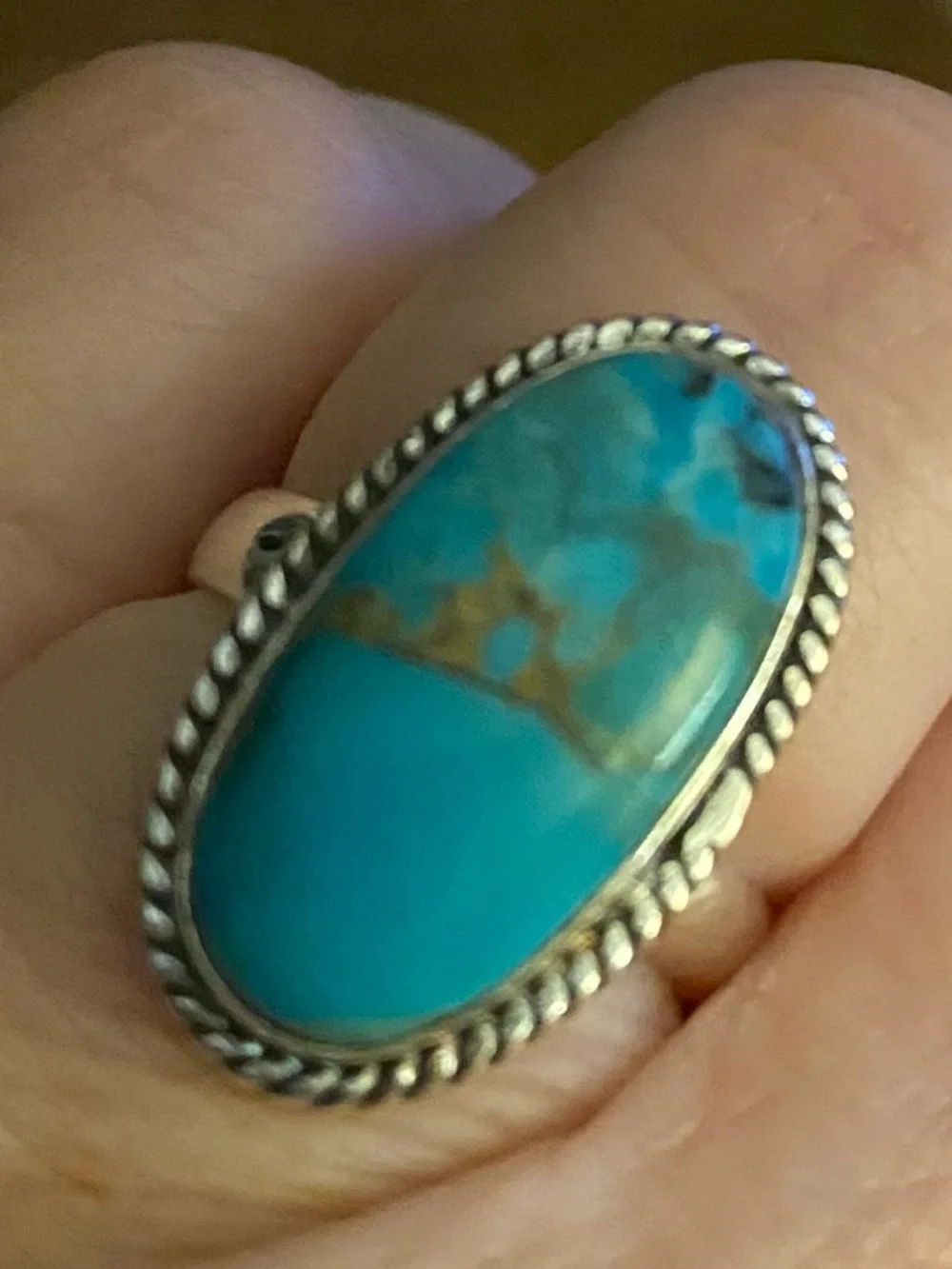 Kingman Turquoise Ring Set In 925 Sterling Silver Size 8 R13 - Picture 2 of 7
